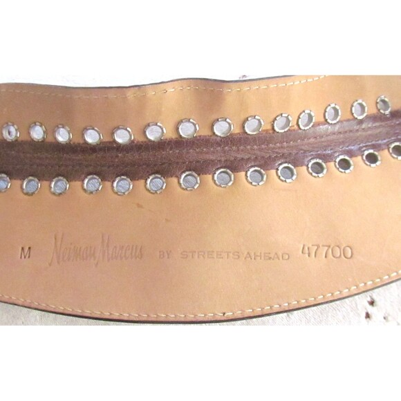 DESIGNER NEIMAN MARCUS BROWN LEATHER STUDDED CROC EMBOSSSED 3 1/2 \